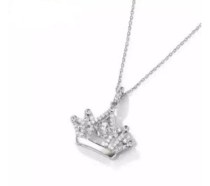 Silver Crown Charm Necklace